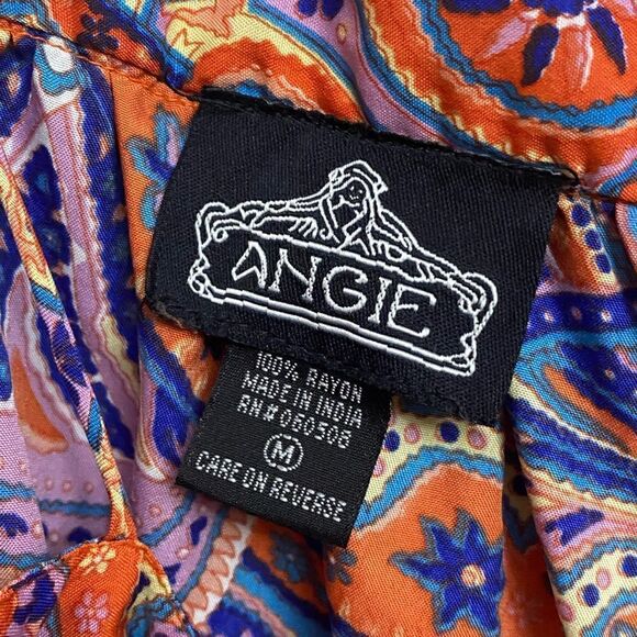 Angie M Midi Mixed Print Dress Paisley Orange Yellow Purple - Picture 7 of 8